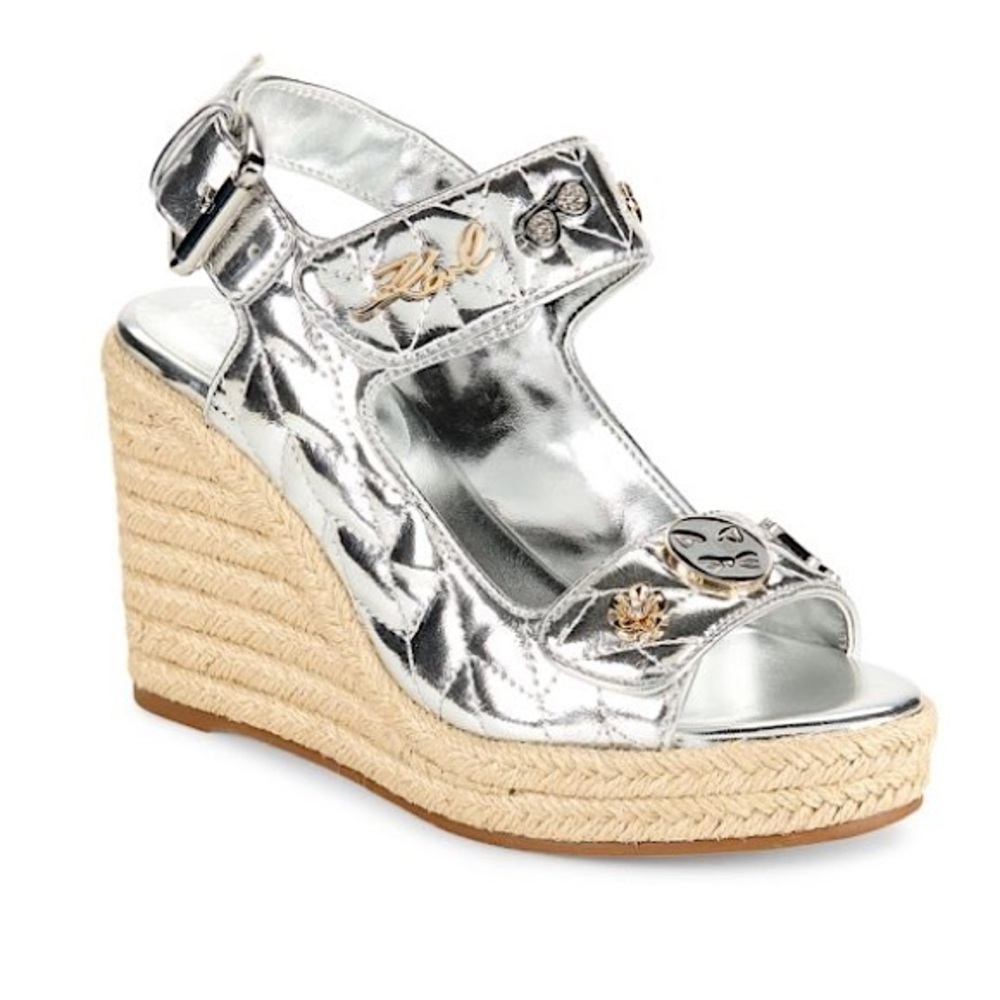 KARL LEGERFELD SILVER ESPADRILLES SHOES